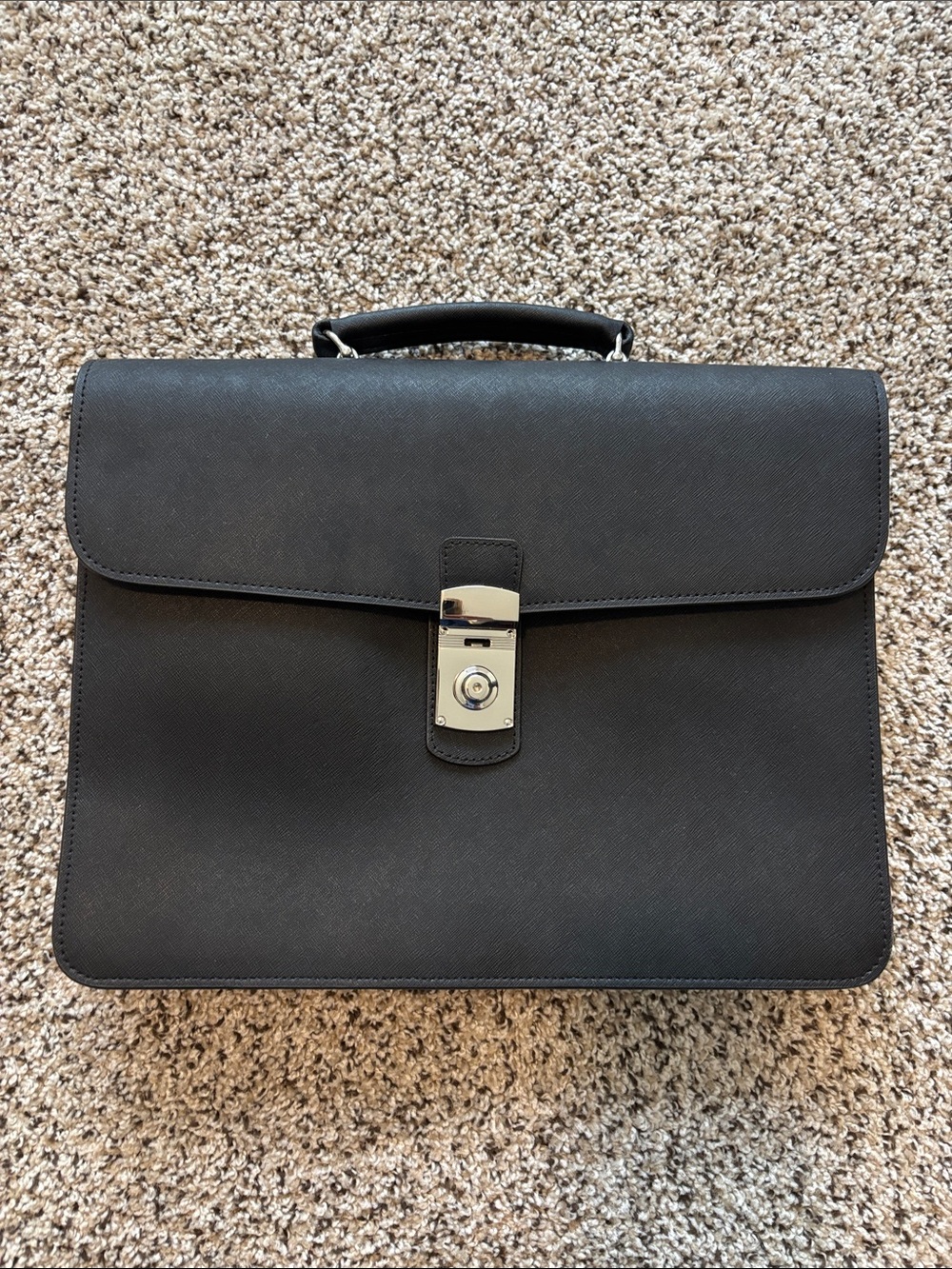 ROYCE New York Black Leather Briefcase with Silver Lock